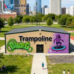 Parque de Trampolines con Estructura de Acero sin Columnas, Solución de Montaje Rápido 30x50m, Bajo Mantenimiento, Uso Versátil 50x80m - Product Image 1
