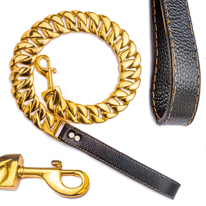 Cadena de lujo <span class=keywords><strong>para</strong></span> mascotas, collar de plomo, <span class=keywords><strong>Pitbull</strong></span>, Metal, dorado, correa <span class=keywords><strong>para</strong></span> perro, Gargantilla - Product Image 6