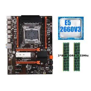 X99 Motherboard set with Xeon E5 2660 V3 CPU 2pcs 8GB 2133MHz DDR4 memory SATA 3.0 USB3.0 XEON Kit X99