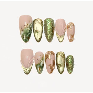 Venta al por mayor hecho a mano 3D diseño pintado a mano lujo Gel prensa <span class=keywords><strong>uñas</strong></span> superventas acrílico <span class=keywords><strong>uñas</strong></span> Consejos personalizado almendra ataúd patrón - Product Image 4