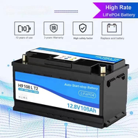 Batterie LiFePO4 108Ah 1360A CC 12.8V avec câbles de démarrage et d'arrêt, nouvelle batterie de remplacement pour véhicules, durée de vie de 3000 cycles, garantie 3 ans