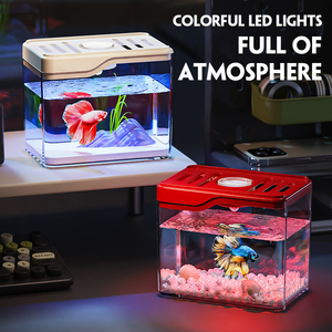 Fabrieksgemaakte vierkante kleine transparante milieuvriendelijke complete bureau-aquarium voor goudvissen en schildpadden, geschikt voor de woonkamer - Product Image 6