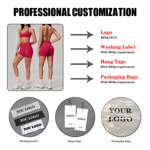 Set Estivo da <span class=keywords><strong>Donna</strong></span> Personalizzato in 2 Pezzi: Pantaloncini da Yoga e Top Traspirante per Fitness ed Esercizio con Chiusura Elastica in Vita - Product Image 2