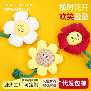 ของเล่นสุนัข เชือกกัดแทะแบบมีปม ลายหน้ายิ้ม สำหรับความบันเทิงในตัวเอง ผ่อนคลาย ทำความสะอาดฟัน เชือกฝ้าย - Product Image 1