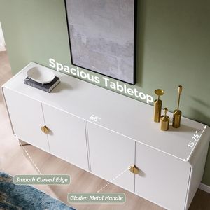<span class=keywords><strong>Buffet</strong></span> moderne <span class=keywords><strong>de</strong></span> grande taille, armoire <span class=keywords><strong>de</strong></span> rangement, 4 portes, étagères réglables, bois courbé, bar à café, gain <span class=keywords><strong>de</strong></span> place, multifonction - Product Image 3