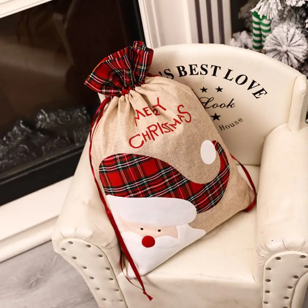 Grosir Eco Muslin kantong kemasan hadiah katun Linen tas hadiah serut natal katun organik sesuai pesanan dengan Logo