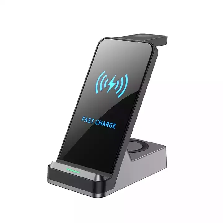 JEDI HD Screen Universal Portable 15w 3 In 1 Mobile Phone Qi Fast Wireless Charger Stand For Phone Earphone Watch Charging