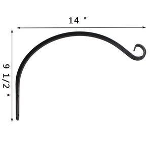 Hanging Basket Hook 14 Inch Wrought Iron Black Outdoor Indoor Wall Mounting <b>Bracket</b> For Planting Floral Decoration - Product Image 5
