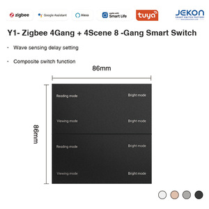 Interrupteur mural intelligent Y1 Tuya Zigbee 8 voies AC110V 250V, standard 86, quatre couleurs, contrôle vocal <span class=keywords><strong>Alexa</strong></span> Google Smart Life - Product Image 2
