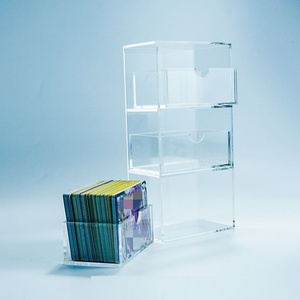 Wholesale Transparent 3-Tier <b>Acrylic</b> Display Case Double Grid Card <b>Storage</b> Box 100pcs Capacity for Home Store - Product Image 1