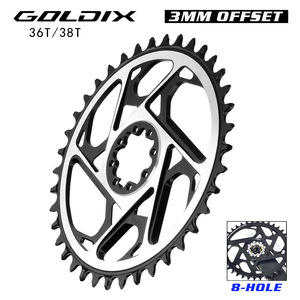 Plato de Cadena GOLDIX <span class=keywords><strong>MTB</strong></span> de 3mm de Desplazamiento y 8 Tornillos, Platos de Cadena Individuales CNC Mecanizados, Huecos y de Perfil Estrecho-Ancho - Product Image 1