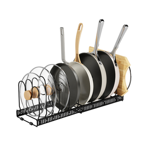 Étagère de rangement multi-niveaux pour casseroles et poêles, support réglable pour ustensiles de cuisson, couvercles et planches à découper - Product Image 5