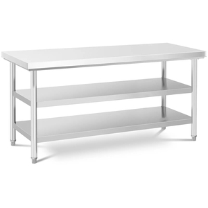 Commercial 3 Tier Stainless Steel <b>Prep</b> <b>Table</b> with Round Legs, Heavy Duty <b>Kitchen</b> Workstation with Storage Shelves for Catering - Product Image 1