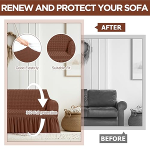 Wholesale Sofa Slipcover Set 4/3/2/1 Seat Knitted <b>Stretch</b> Jacquard Sofa Couch Cover with Shirt for Home Decor - Product Image 3