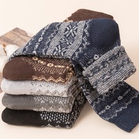 7202 Chaussettes mi-mollet vintage en coton pour hommes, chaussettes longues chaudes tricotées absorbant la transpiration pour le printemps, l'automne et l'hiver