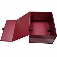 Boîte cadeau rigide personnalisée à 7 panneaux avec fermeture magnétique, réutilisable, pliable, emballage plat, finition rouge brillante, emballage artisanal OEM