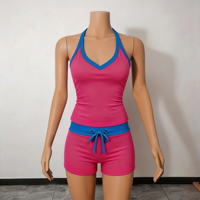 Ensemble Lounge Deux Pièces Personnalisé avec Logo pour Femme, Style Y2K, Débardeur Col V et Short Taille Haute avec Design Color Block