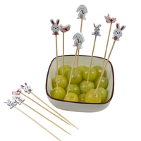 Brochette de bambou de lapin rose blanc Bâtonnets de fruits jetables écologiques Apéritif Cure-dents 100pcs Pack