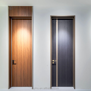 Minimalisme italien sur mesure Super haute <span class=keywords><strong>porte</strong></span> à travers le dessus en alliage d'aluminium grain de <span class=keywords><strong>bois</strong></span> <span class=keywords><strong>Imitation</strong></span> <span class=keywords><strong>porte</strong></span> intérieure augmenter la hauteur - Product Image 1