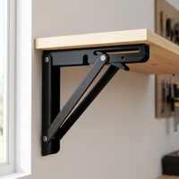 Support d'étagère pliable noir en métal, support d'étagère pliable pour table murale