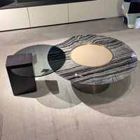 Table basse en marbre minimaliste italienne, design moderne, table basse créative en verre trempé pour salon