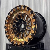 Jantes de drag racing en alliage or et noir 5x120 15x10 17x11 17x10, jantes de drag forgées Beadlock 5x114.3 pour Mustang Supra Corvette