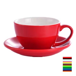 Taza de Cappuccino Estilo Europeo de 300 ml, Cerámica de Pared Gruesa con Bandeja, Gran Capacidad para el Té de la Tarde - Product Image 1