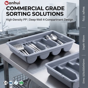 Plateau à couverts en plastique incassable à 4 compartiments pour chariot de service, idéal pour la restauration commerciale - Product Image 2