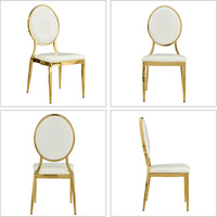 Chaise d'Hôtel Moderne en Métal Plaqué Or, Design Dossier Cercle Solaire pour Mariages, Événements, Banquets, Conférences et Restaurants