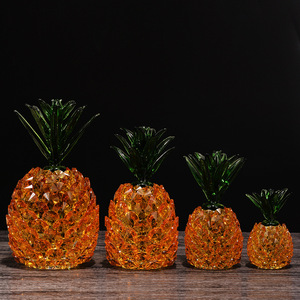 <b>Crystal</b> Pineapple Ornaments <b>Set</b> Yellow Citrine Openwork Carving Home Decoration Entryway Wine Cabinet Decor - Product Image 1