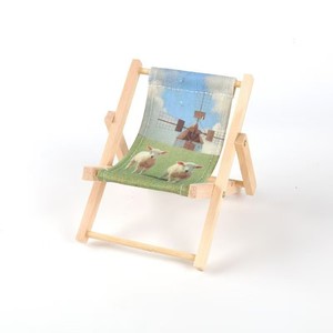 Mini Soporte de Madera para Teléfono, Silla de Playa, Adorno de Escritorio, Color Madera Natural, Diseño de Tela a Rayas, Accesorio para Fotos, Mueble Decorativo - Product Image 5