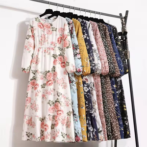 Vestido largo de verano para mujer, informal, con estampado Floral, cuello redondo, estilo bohemio, manga larga, Material de rayón para fiesta en la playa, triangulación de envíos - Product Image 1