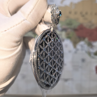 Pendentif Hip Hop en Argent Sterling 925 de 3,5 pouces avec Moissanite Couleur GRA D et Émail Noir pour Chaînes Cubaines de 15 mm