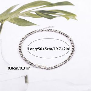 สร้อยคอคิวบาสุดเทรนดี้พร้อมจี้ตัวอักษร ทำจากไทเทเนียมสตีล สำหรับผู้ชาย เหมาะสำหรับงานปาร์ตี้ เครื่องประดับแฟชั่น - Product Image 4