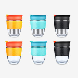 Venta al por Mayor de Tazas de Café Reutilizables de Vidrio Borosilicato Multiusos de 360 ml/12 oz, Taza con Infusor de Té y Tapa - Product Image 1