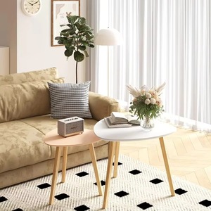 Modern Minimalist Bamboo <b>Nested</b> Coffee <b>Table</b> Set 2 Piece Living Room Furniture Natural Color Scalable Design - Product Image 3