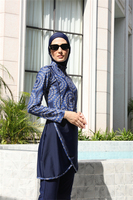 MOTIVE FORCE Maillot de bain musulman avec logo personnalisé Maillot de bain imprimé africain 3 pièces Maillot de bain modeste Burkini pour femme musulmane