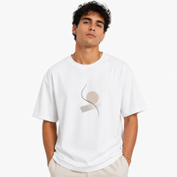 T-shirt Homme Décontracté à Manches Courtes en Coton Épais 300 g/m² avec Impression Gaufrée et Tissu Jersey Filé Épais, Coupe Boxy, Style Neutre pour le Week-end (ODM)