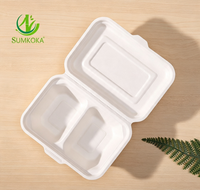 Contenants alimentaires en bagasse écologiques, résistants à la graisse et compatibles micro-ondes, boîtes à clapet en bagasse, boîtes à emporter jetables