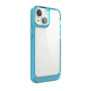 Harde Acryl Bumper Transparante Ruimte Mobiele Telefoon Case Voor Iphone 13 14 15 Pro Max Schokbestendig Plating Knop Beschermhoes