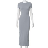 Robes d'été élégantes pour filles – Robe de soirée longue couleur unie avec fentes, taille empire, design respirant, logo frontal
