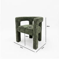 Fauteuil de salle à manger sculptural postmoderne avec pieds massifs, entièrement recouvert de tissu, pour hôtel, restaurant, café, bistrot
