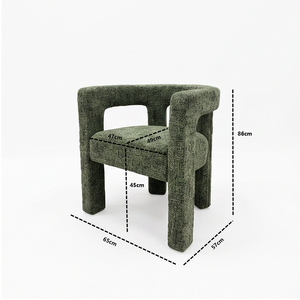 Fauteuil de salle à manger sculptural postmoderne avec pieds massifs, entièrement recouvert de tissu, pour hôtel, restaurant, café, bistrot - Product Image 2