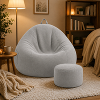 Ensemble fauteuil et ottoman Bean Bag, sièges de salon en tissu doux pour adultes, chaise de relaxation confortable pour salon et chambre à coucher