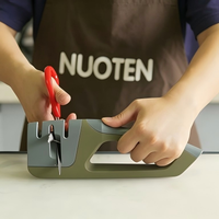 Aiguiseur de couteaux de cuisine manuel unique avec lames de rechange, outil d'affûtage portable pour la cuisine à domicile