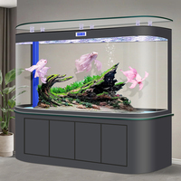 Aquarium pour poissons rouges à double cercle intégré avec verre thermofréssé et filtration par le fond