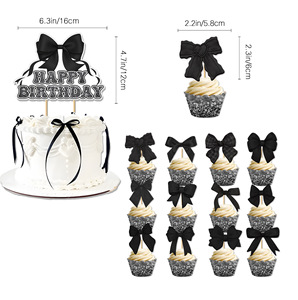 Nueva llegada negro Bowknot Glitter '<span class=keywords><strong>Feliz</strong></span> <span class=keywords><strong>cumpleaños</strong></span>' carta Banner mejor amigo chica fiesta suministros para el hogar telón de fondo Baby Shower - Product Image 4