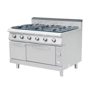 Estufa de Gas Comercial para Restaurante/Hotel, con 4/6/8 Quemadores, Horno y Parrilla, de Acero Inoxidable - Product Image 1