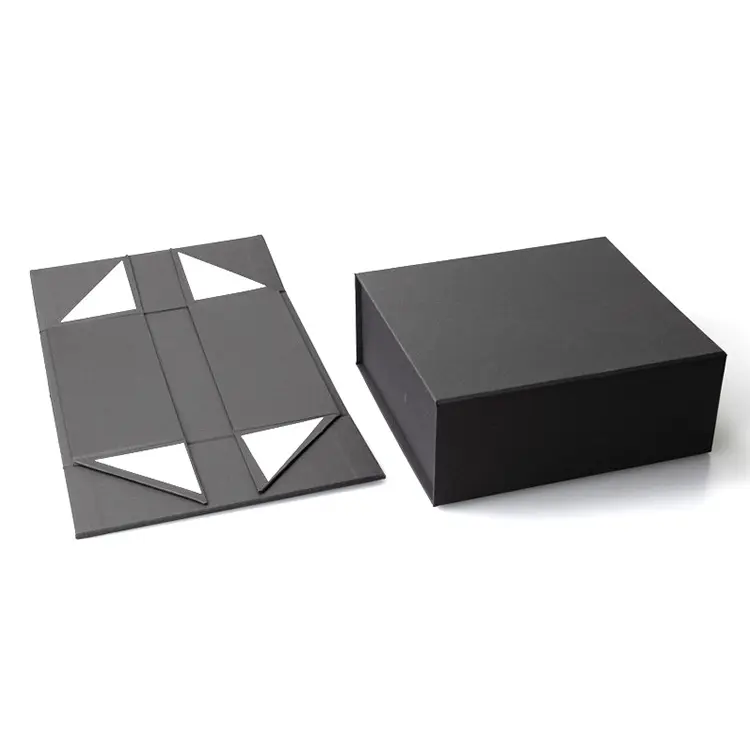 Scatola regalo pieghevole in cartone rigido a forma di libro nero di lusso con stampa personalizzata scatola regalo magnetica a conchiglia