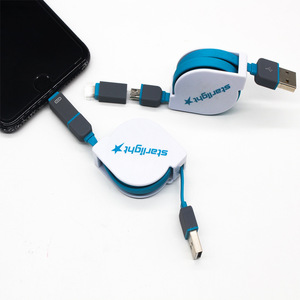 <b>Lightning</b> Micro Usb Data <b>Cable</b> 1m Retractable With Dual Interface For Mobile Phone Charging - Product Image 2